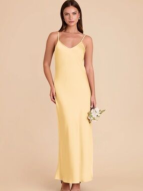 Birdy Grey Pale Yellow Slip Maxi Dress with Spaghetti Straps